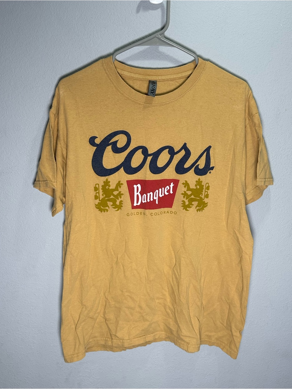 Ouray Mustard Yellow Coors Banquet Graphic Short Sleeve Tee - Picture 1 of 4